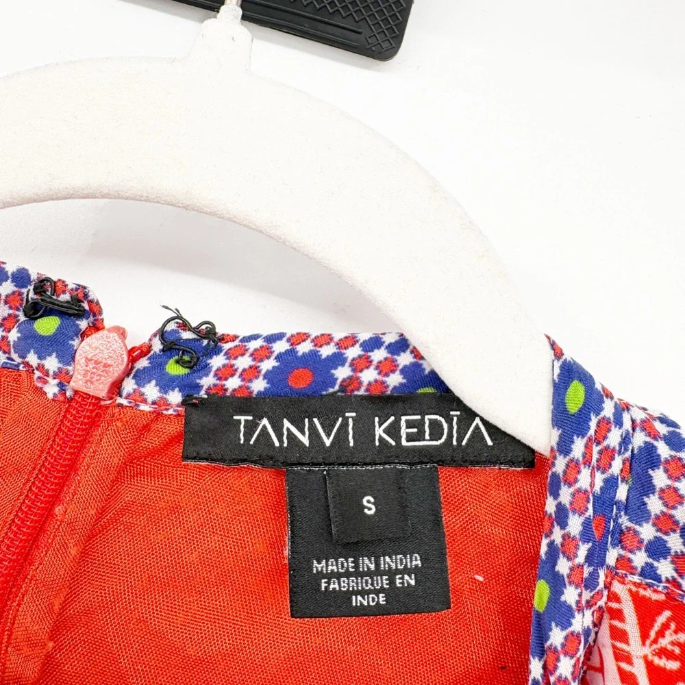 Anthropologie Tanvi Kedia Womens Red Patchwork Boho Sol Maxi‎ Dress Size S